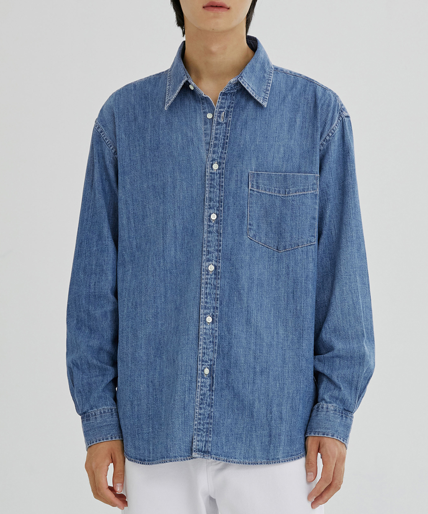 CANDIANI RELAXED DENIM SHIRTS (MID BLUE)